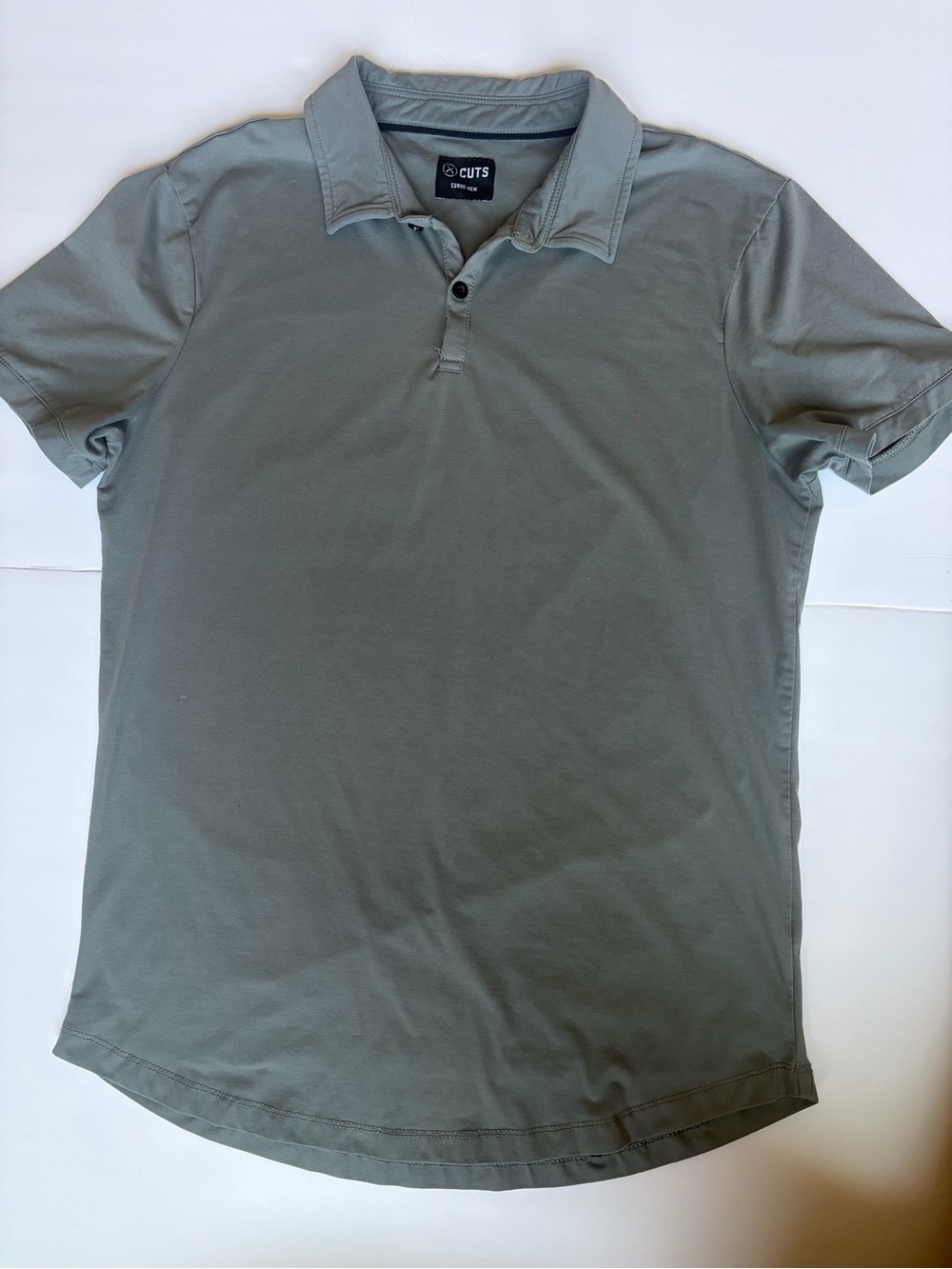Cuts Clothing Curve-Hem Polo Slate Gray Men's Large